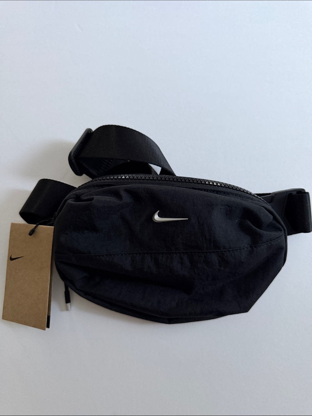 Nike Black Waist Pack with Silver Swoosh